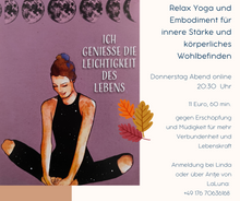 Lade das Bild in den Galerie-Viewer, Yoga &amp; Embodiment für innere Stärke 20:30 Uhr Donnerstags
